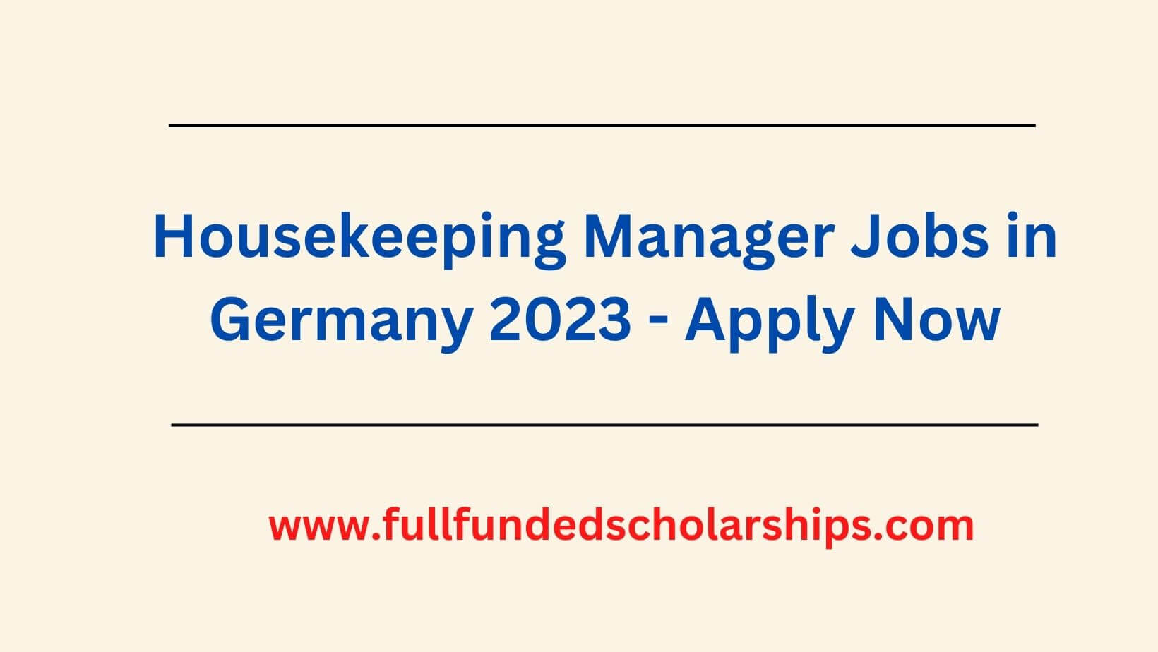 Housekeeping Manager Jobs in Germany 2023