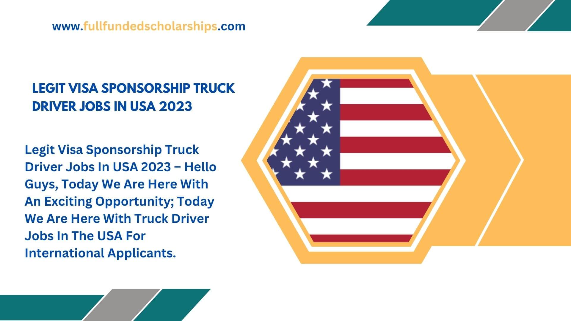 Legit Visa Sponsorship Truck Driver Jobs In USA 2023