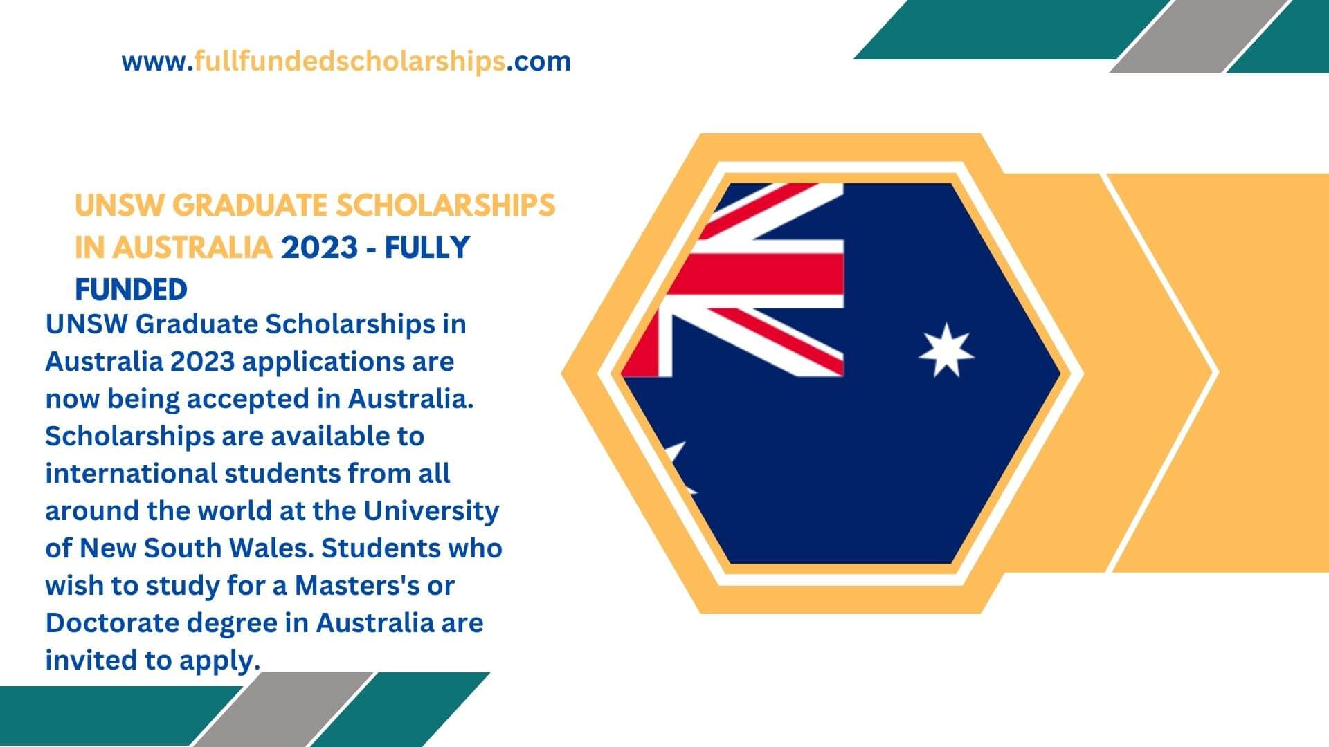 UNSW Graduate Scholarships in Australia 2023 - Fully Funded