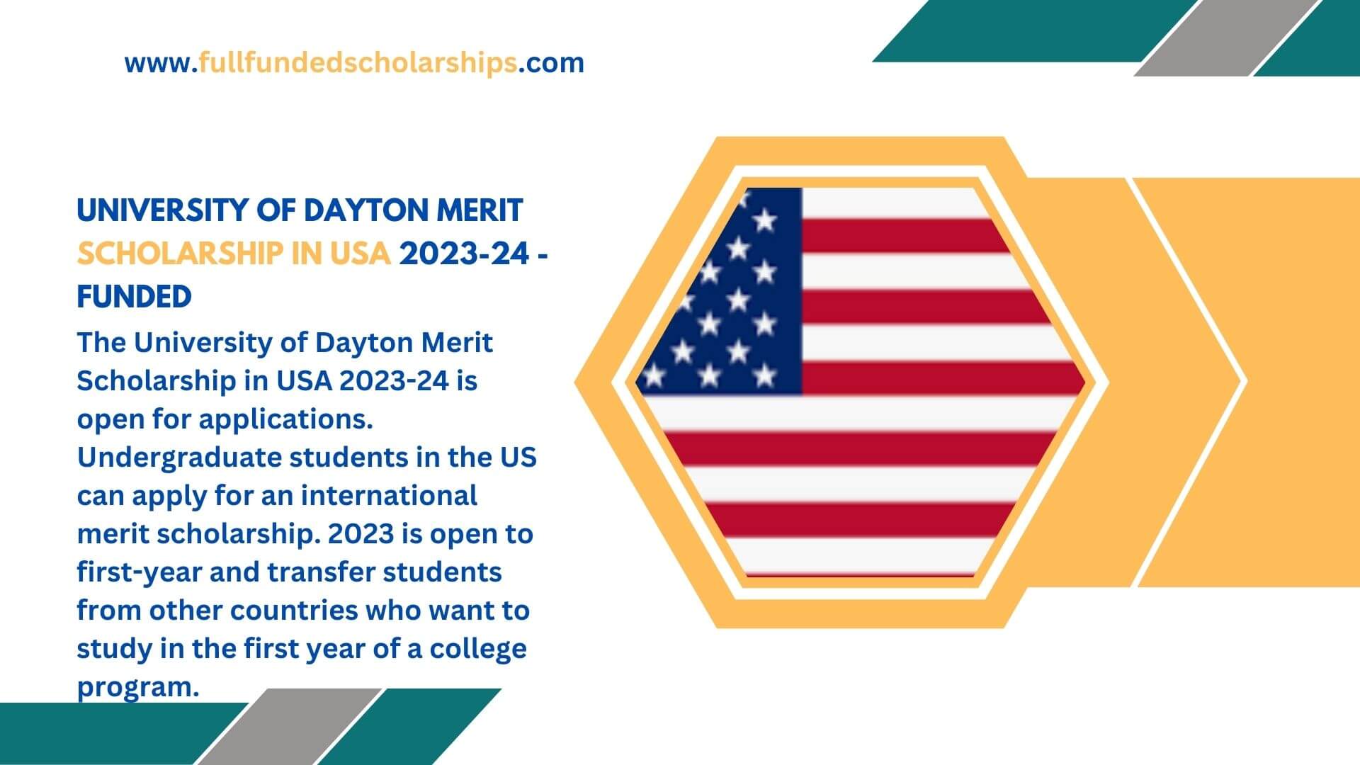 University of Dayton Merit Scholarship in USA 2023-24 - Funded