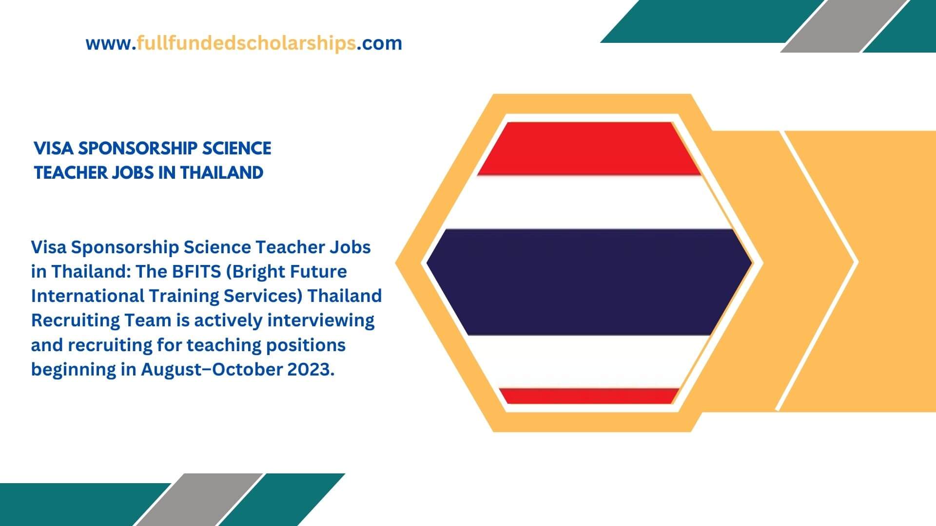 Visa Sponsorship Science Teacher Jobs in Thailand